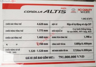 Bán Toyota Corolla altis 1.8G AT đời 2019, màu đen, giá 791tr giá 791 triệu tại Thanh Hóa